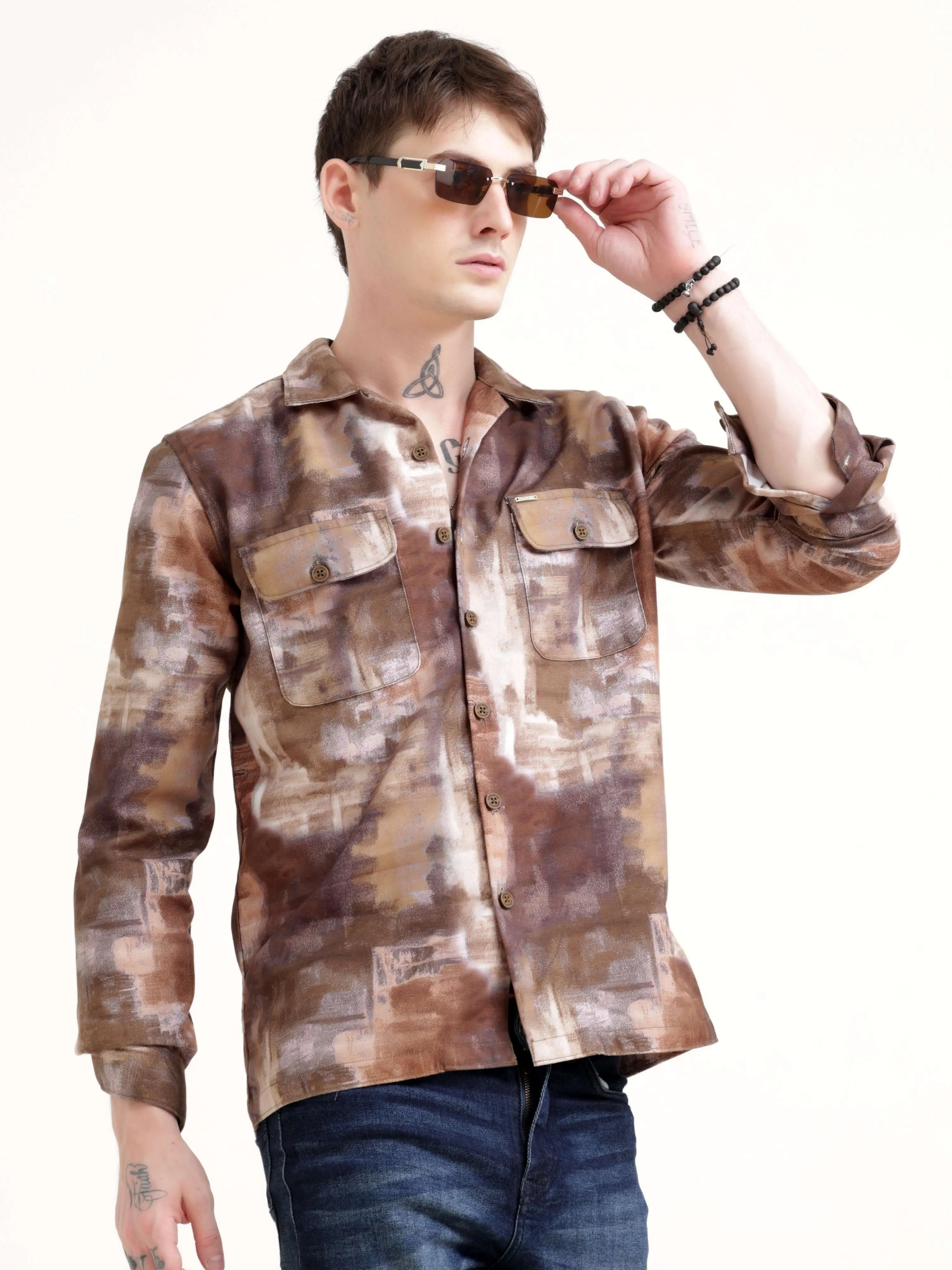 Enigmatic vibrance brown overshirt