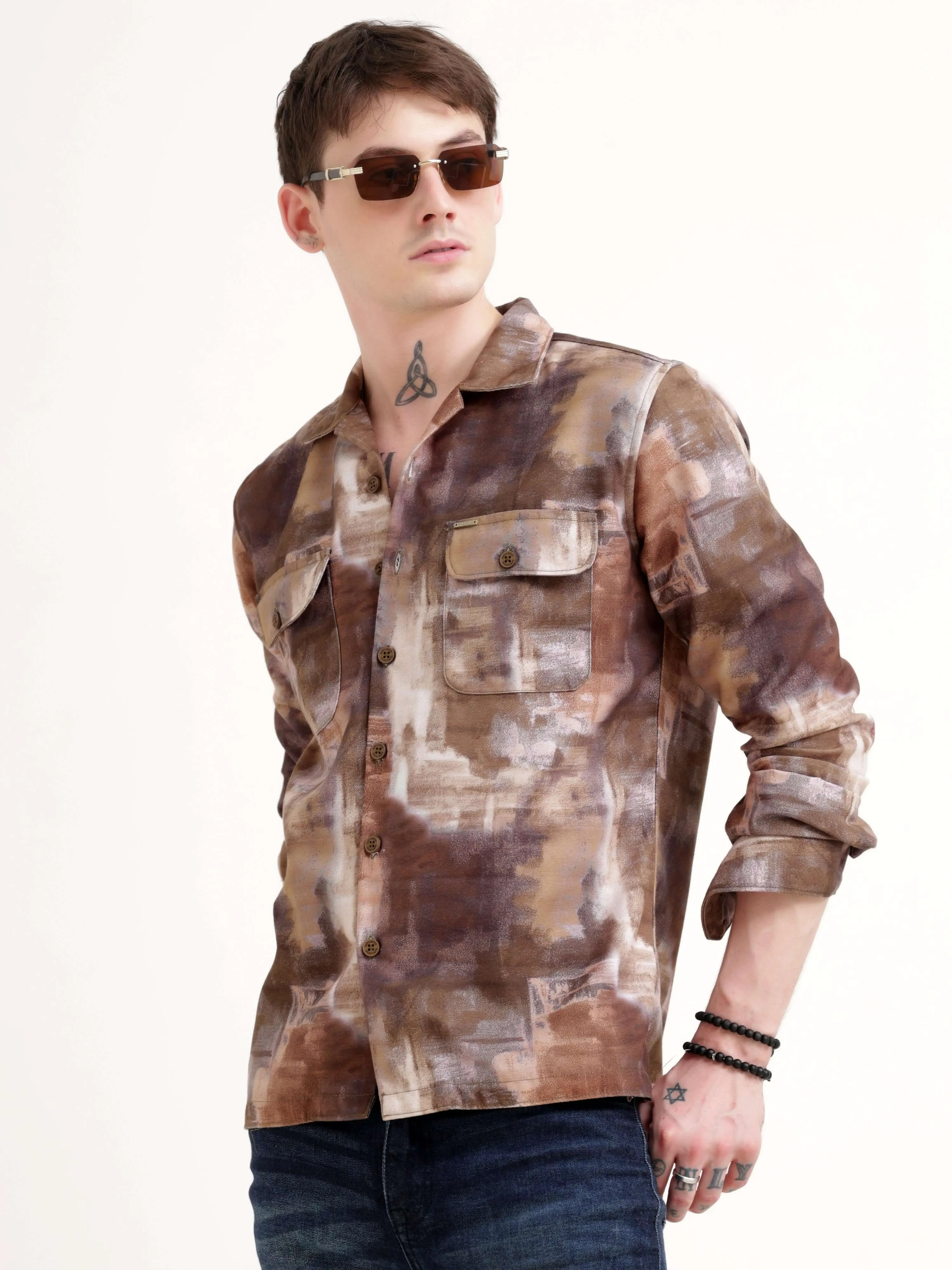 Enigmatic vibrance brown overshirt