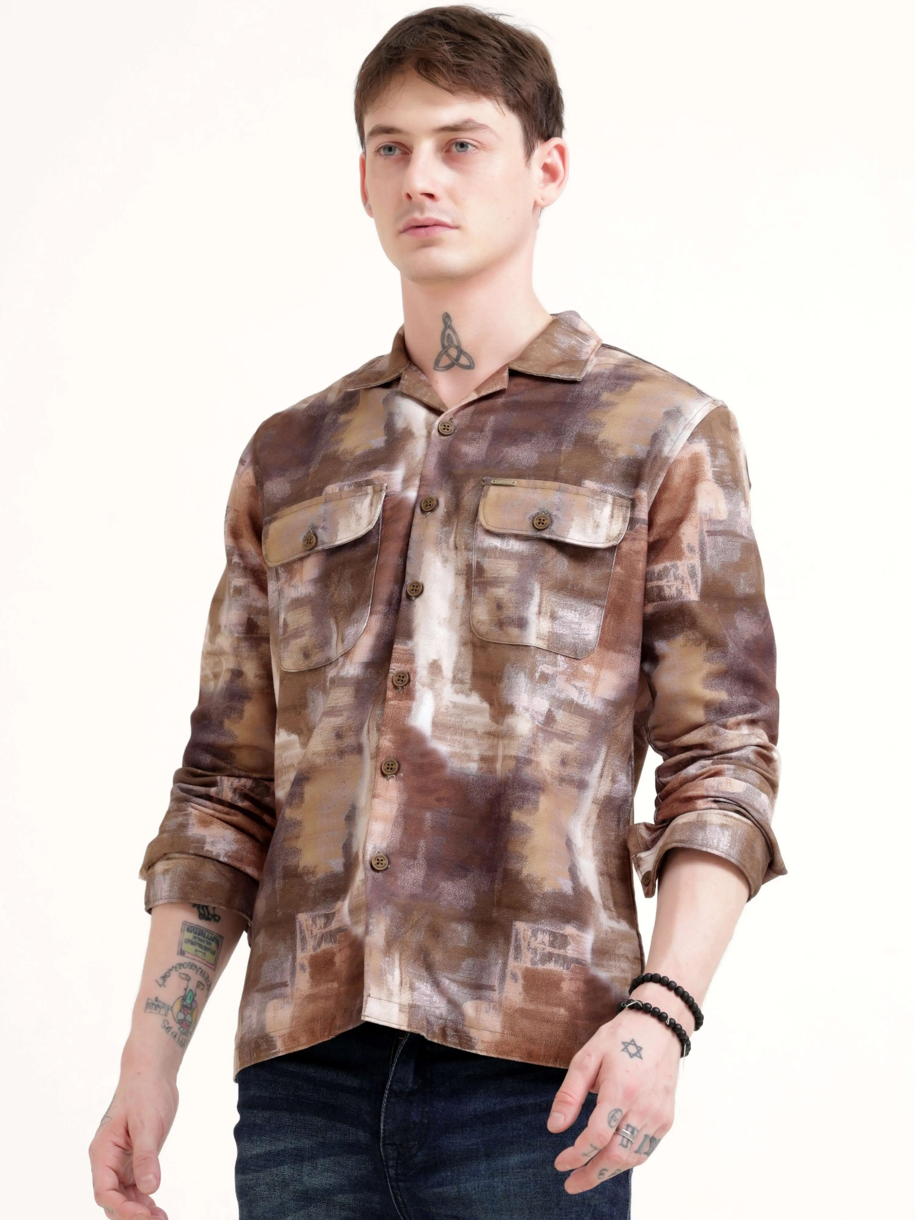 Enigmatic vibrance brown overshirt