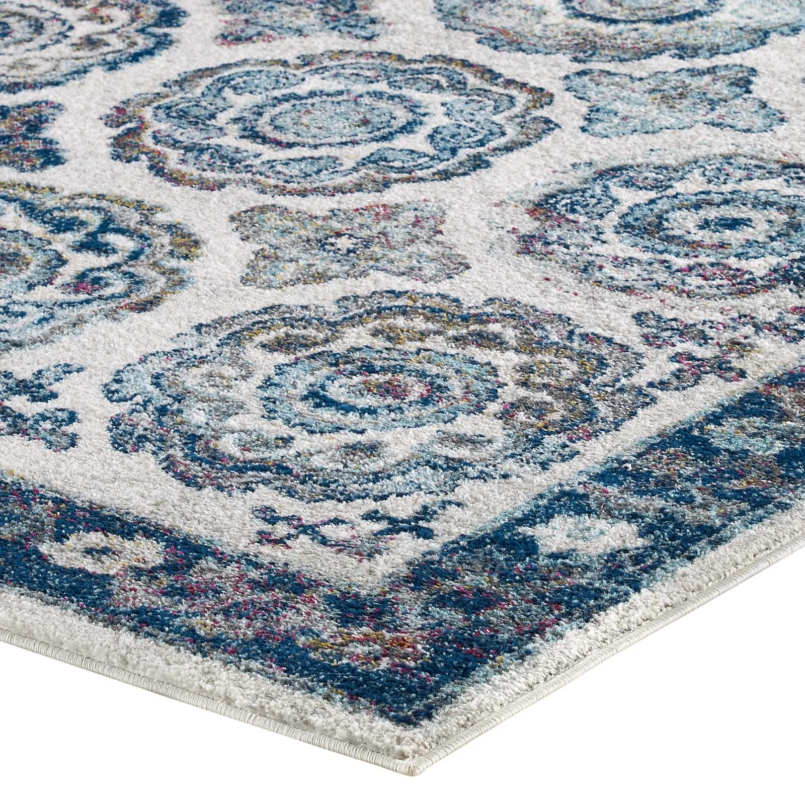 Entourage Odile Distressed Floral Moroccan Trellis Area Rug