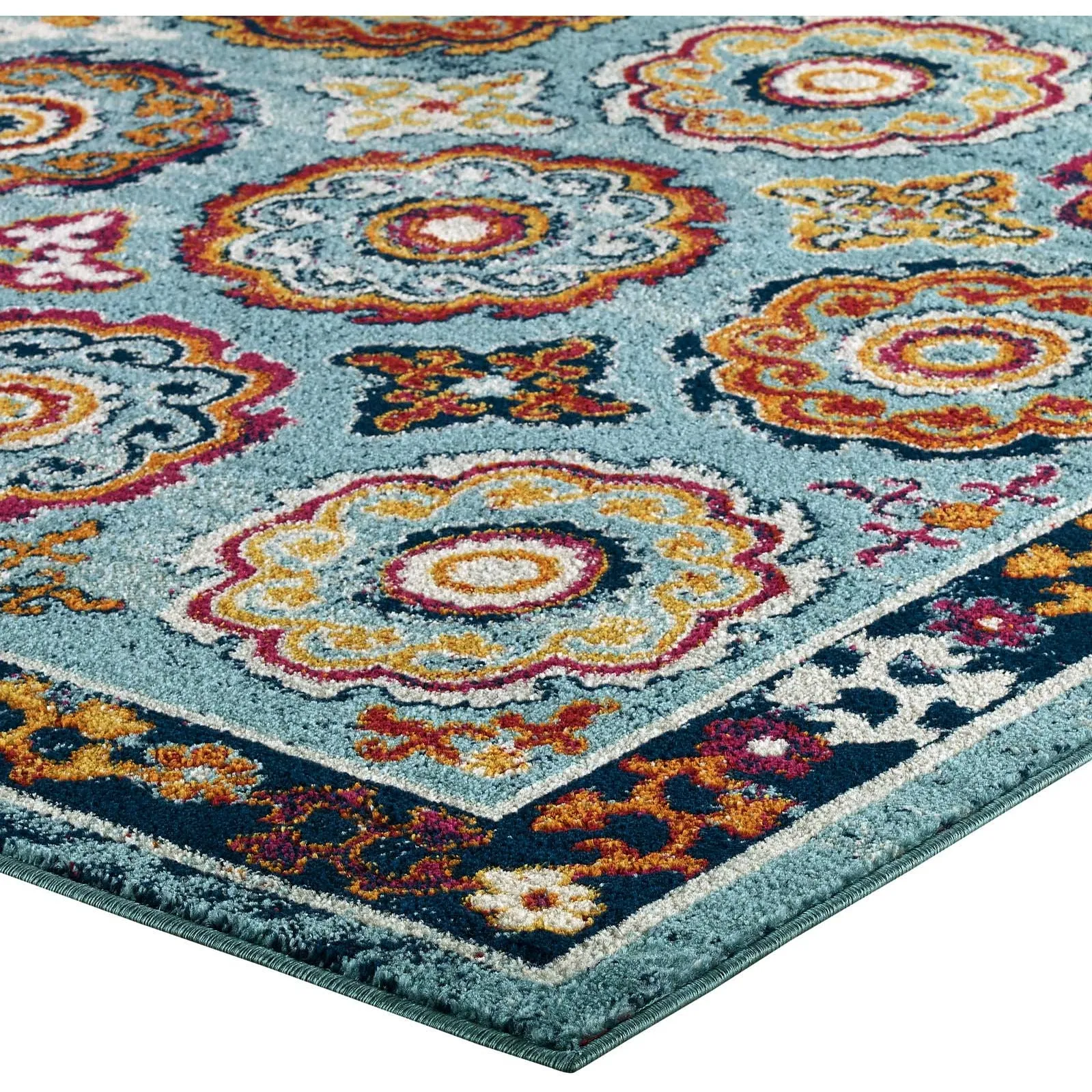 Entourage Odile Distressed Floral Moroccan Trellis Area Rug