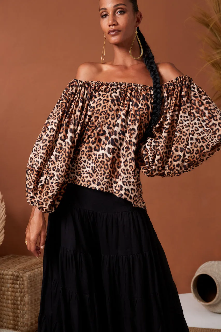 Erika Pena Brielle Blouse in Leopard