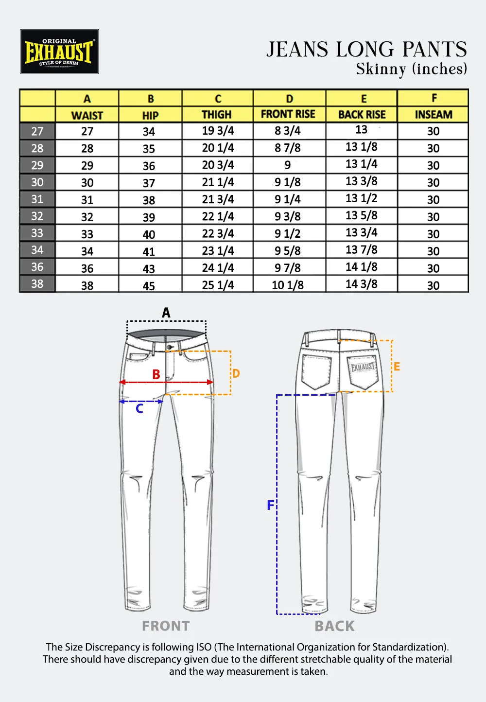 EXHAUST CLASSIC JEANS LONG PANTS [304 SKINNY] 1635