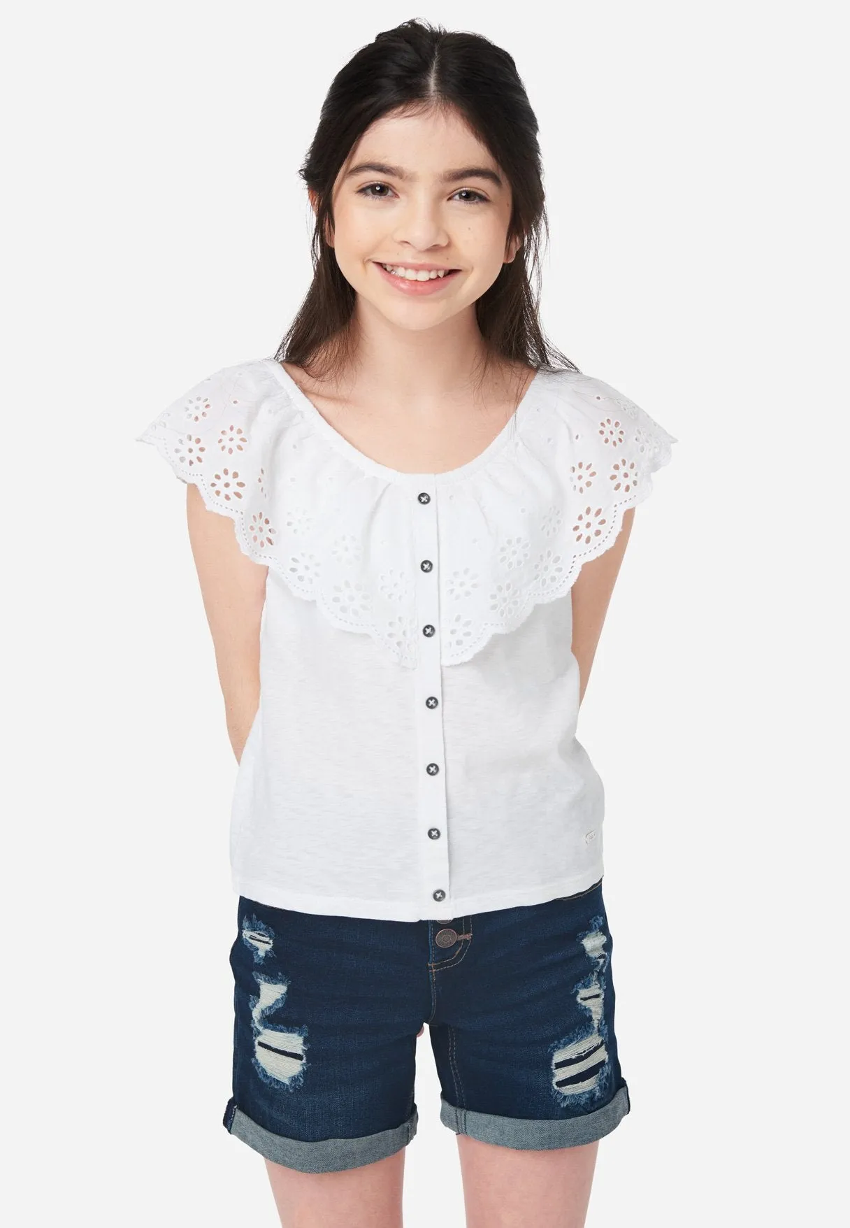 Eyelet Ruffle Tank