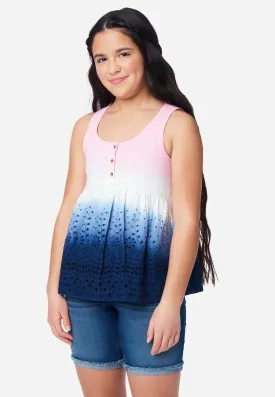 Eyelet Scoop-Neck Tank