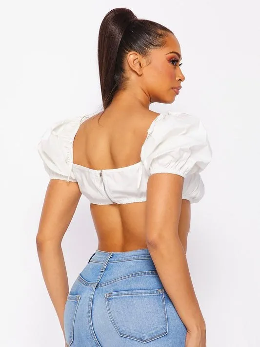 Fay Puff Sleeve Crop Top