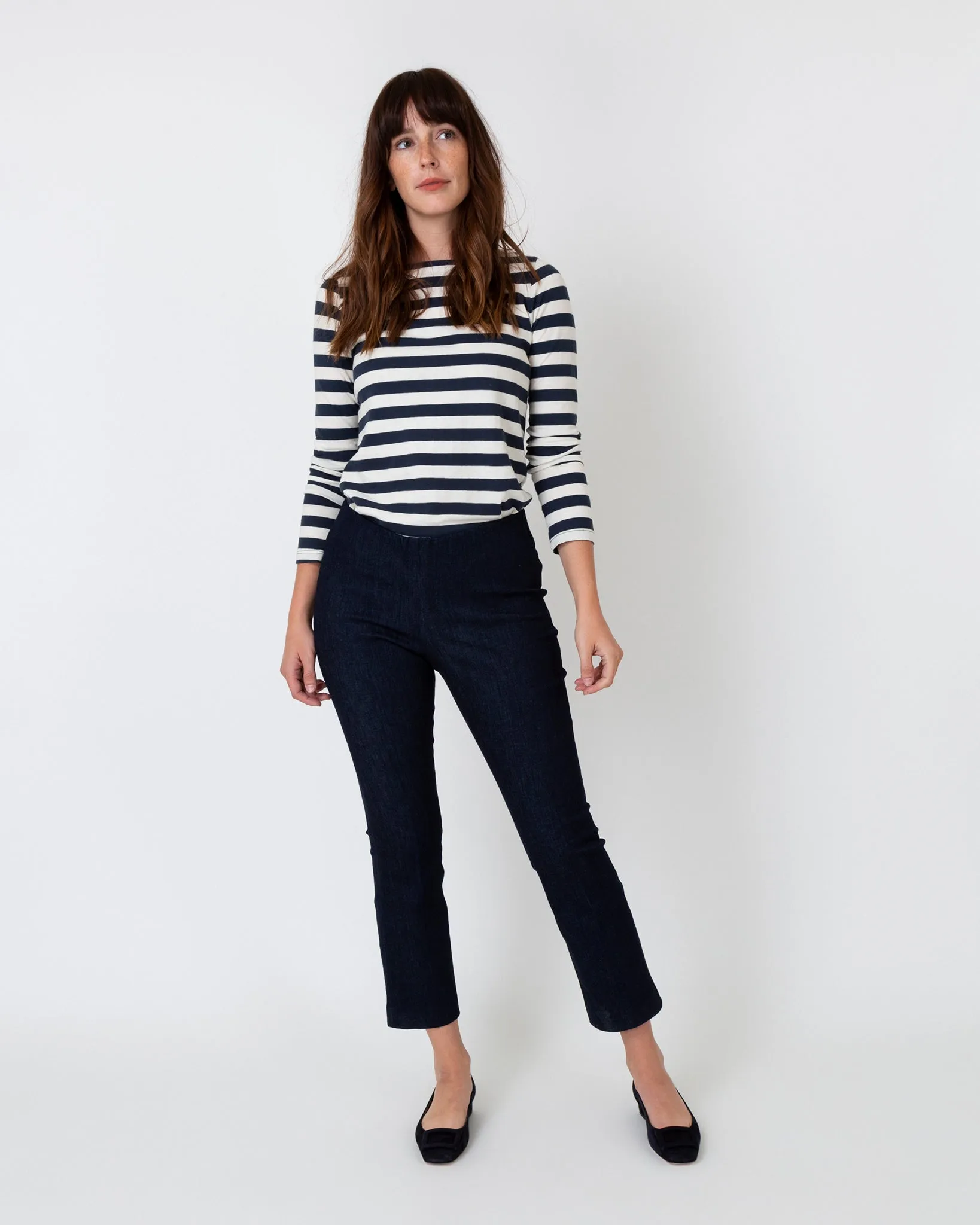 Faye Flare Cropped Pant in Indigo Stretch Denim