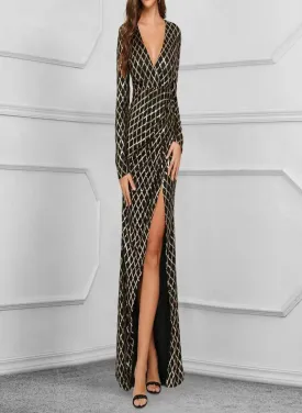 Felicia Long Sleeves Sequins Evening Dress