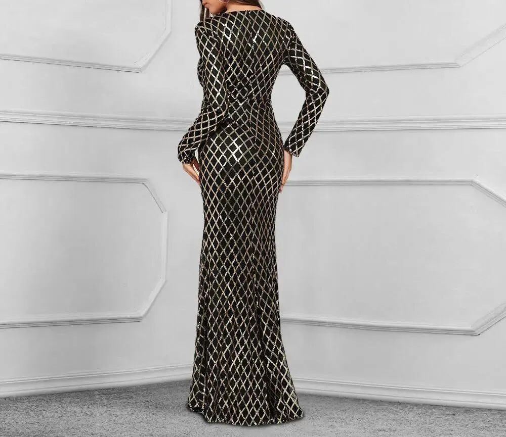 Felicia Long Sleeves Sequins Evening Dress