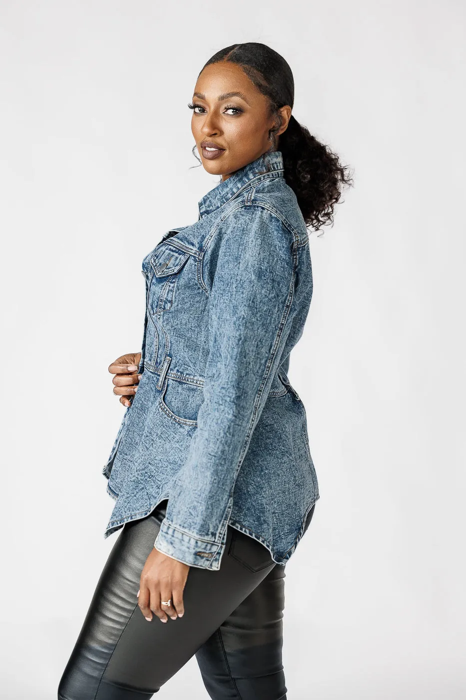 FINAL SALE - Esmee Peplum Denim Jacket