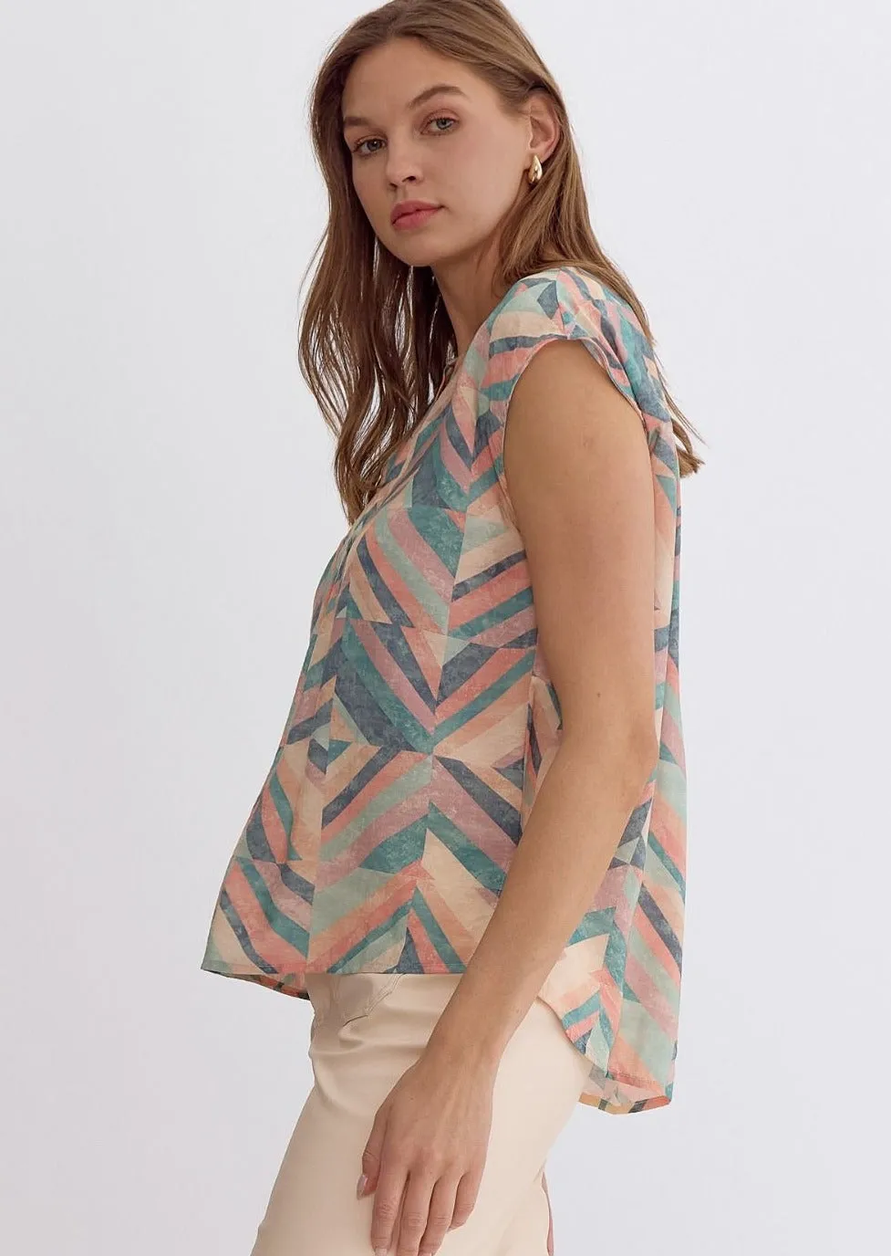 FINAL SALE - Peach Printed Top