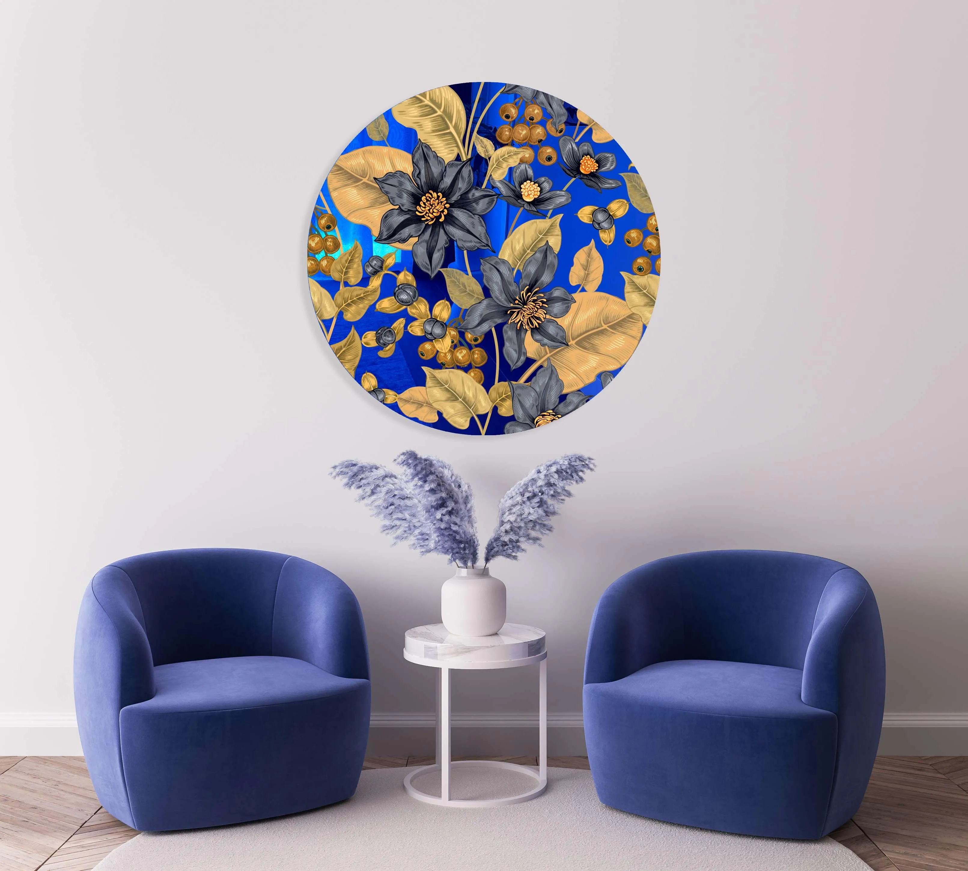 Flowers and Berries Printed Mirror Acrylic Circles