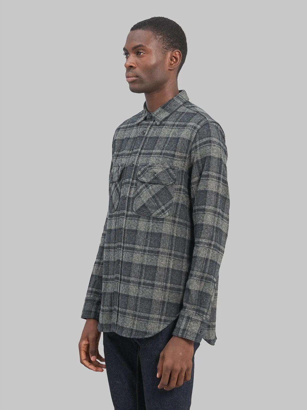 Fob Factory F3497 Nel Check Work Shirt Grey