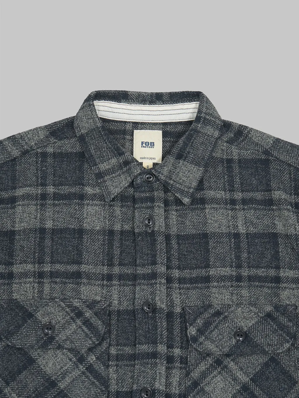 Fob Factory F3497 Nel Check Work Shirt Grey