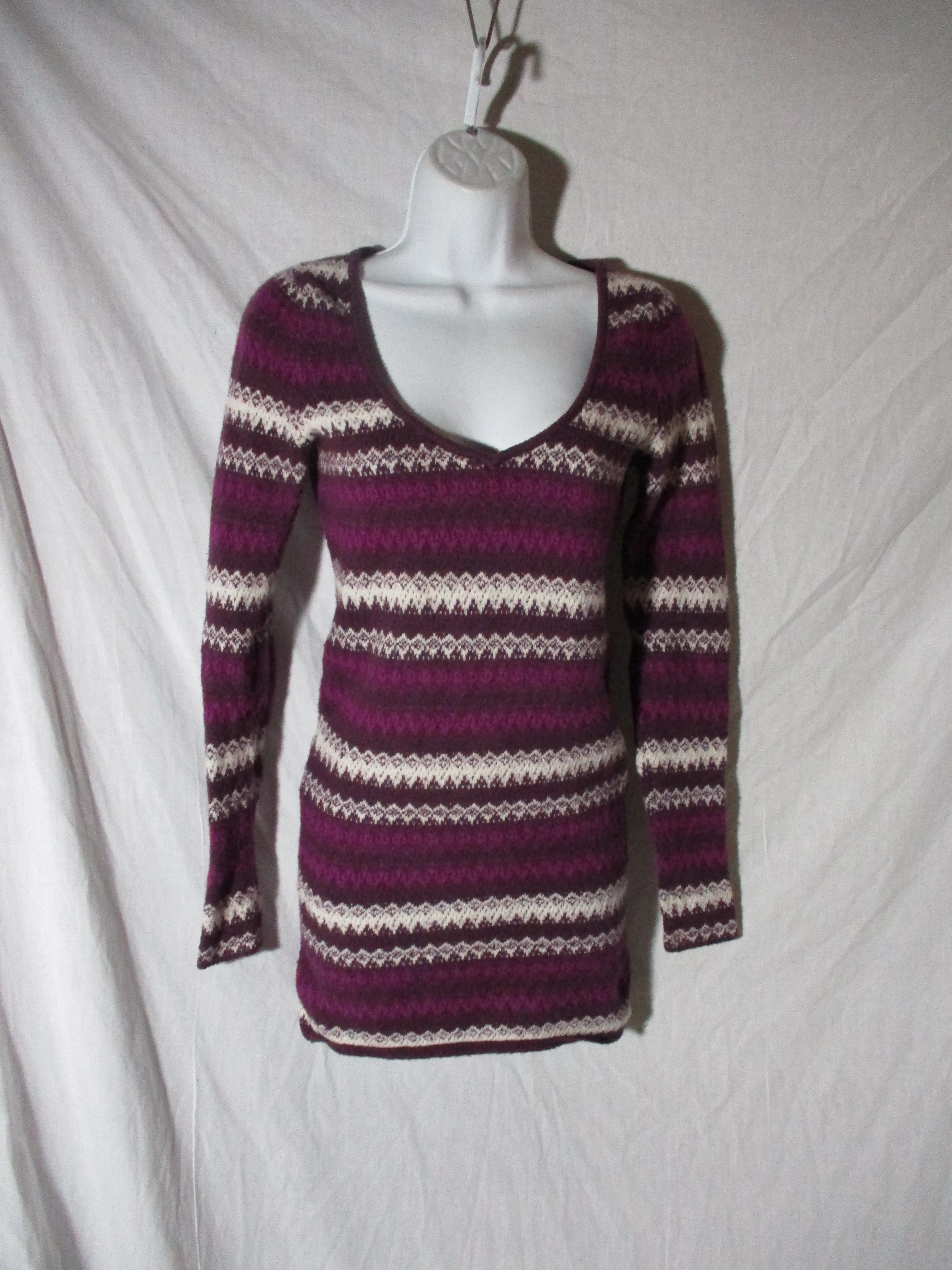 FREE PEOPLE Knit Sweater Top Dress Hippie Boho V-neck Domestic Violence Awareness S/P