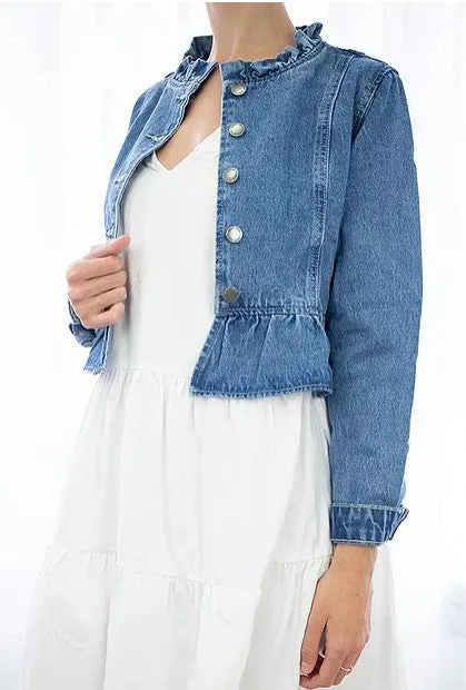 Frill Light Blue Denim Jacket