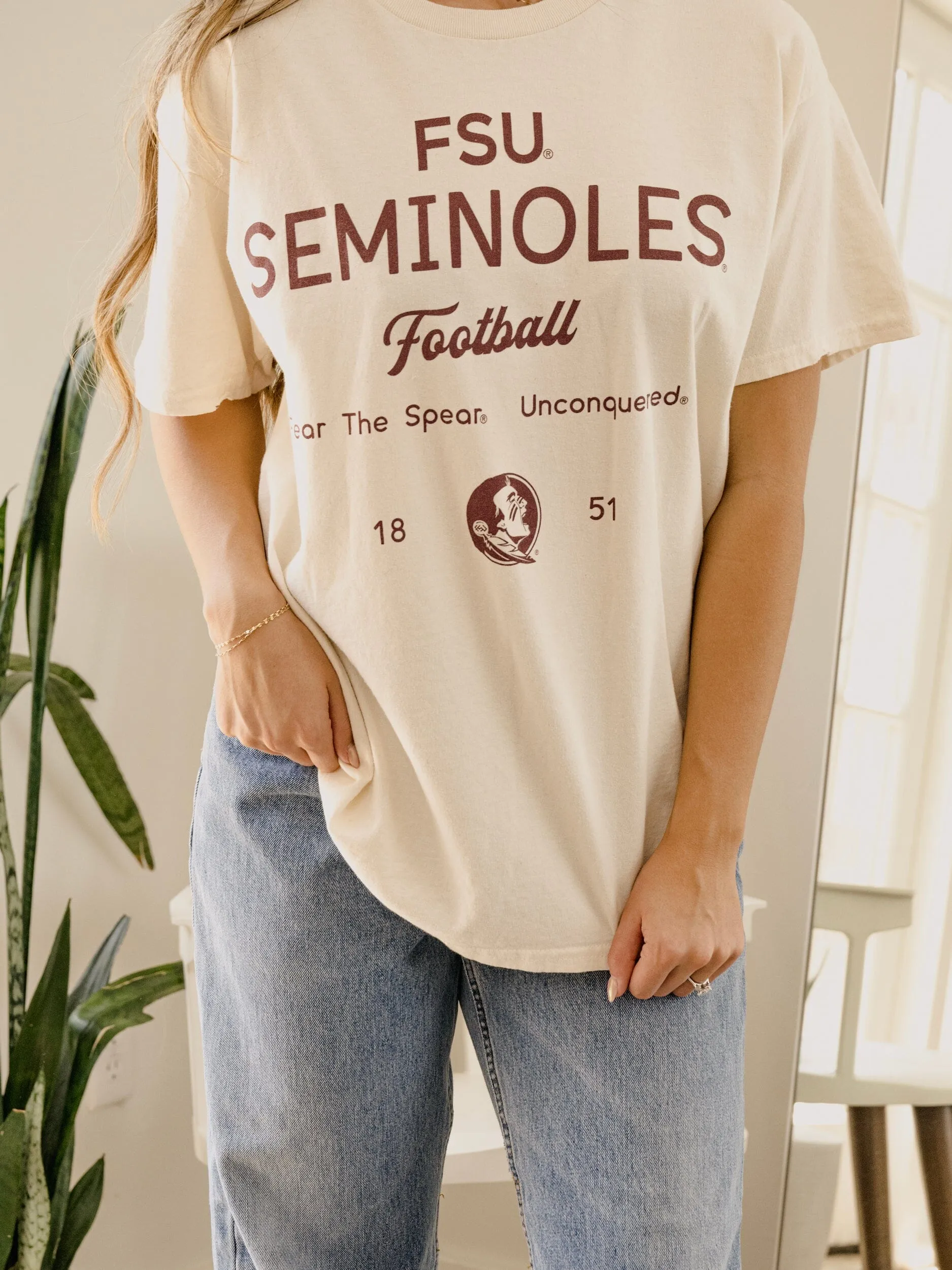 FSU Seminoles Shot Off Off White Thrifted Tee