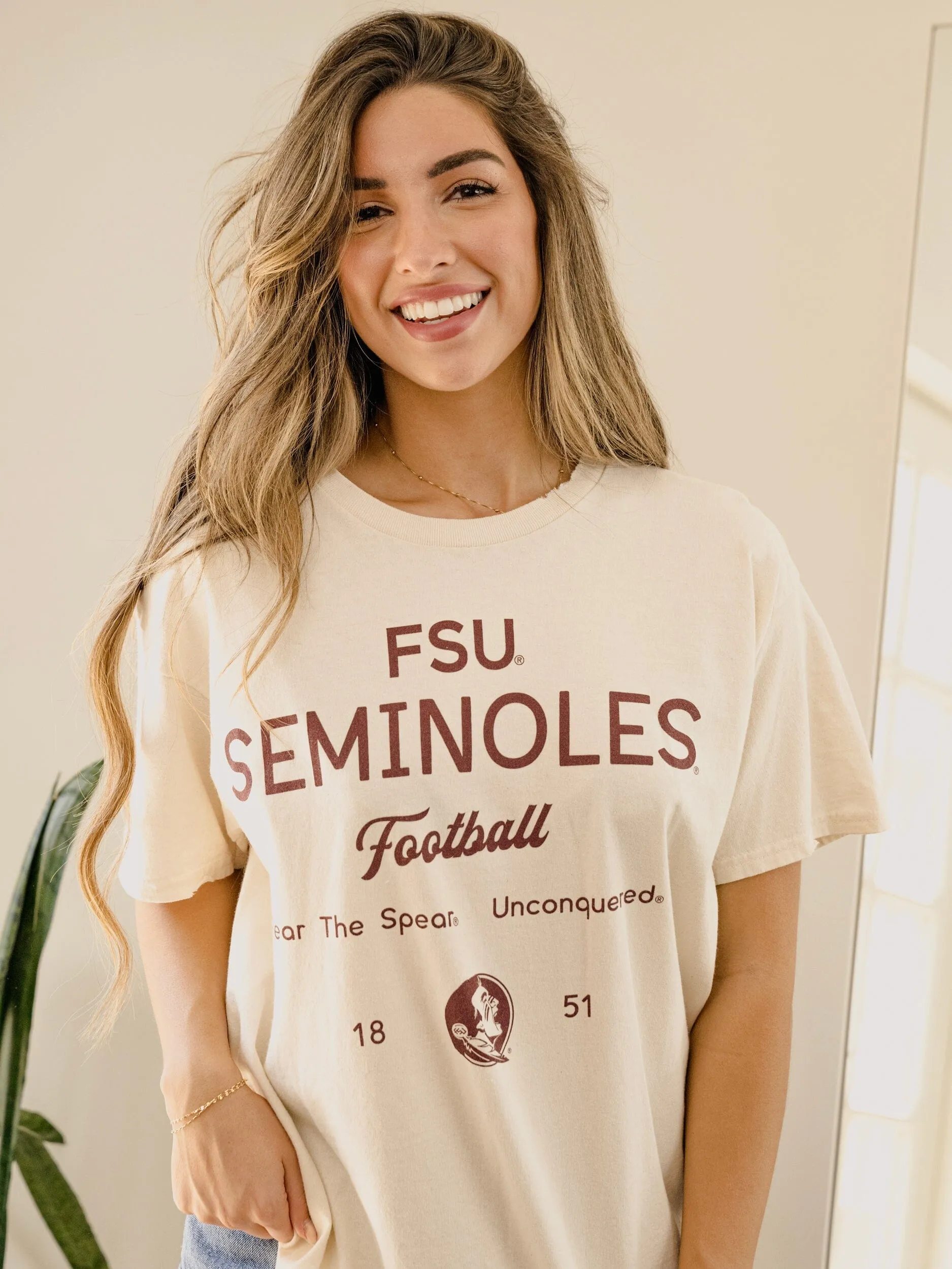 FSU Seminoles Shot Off Off White Thrifted Tee