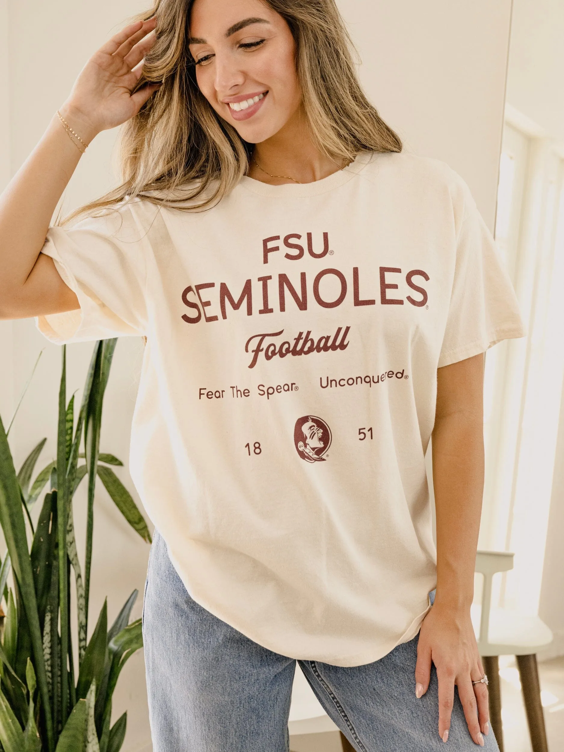 FSU Seminoles Shot Off Off White Thrifted Tee