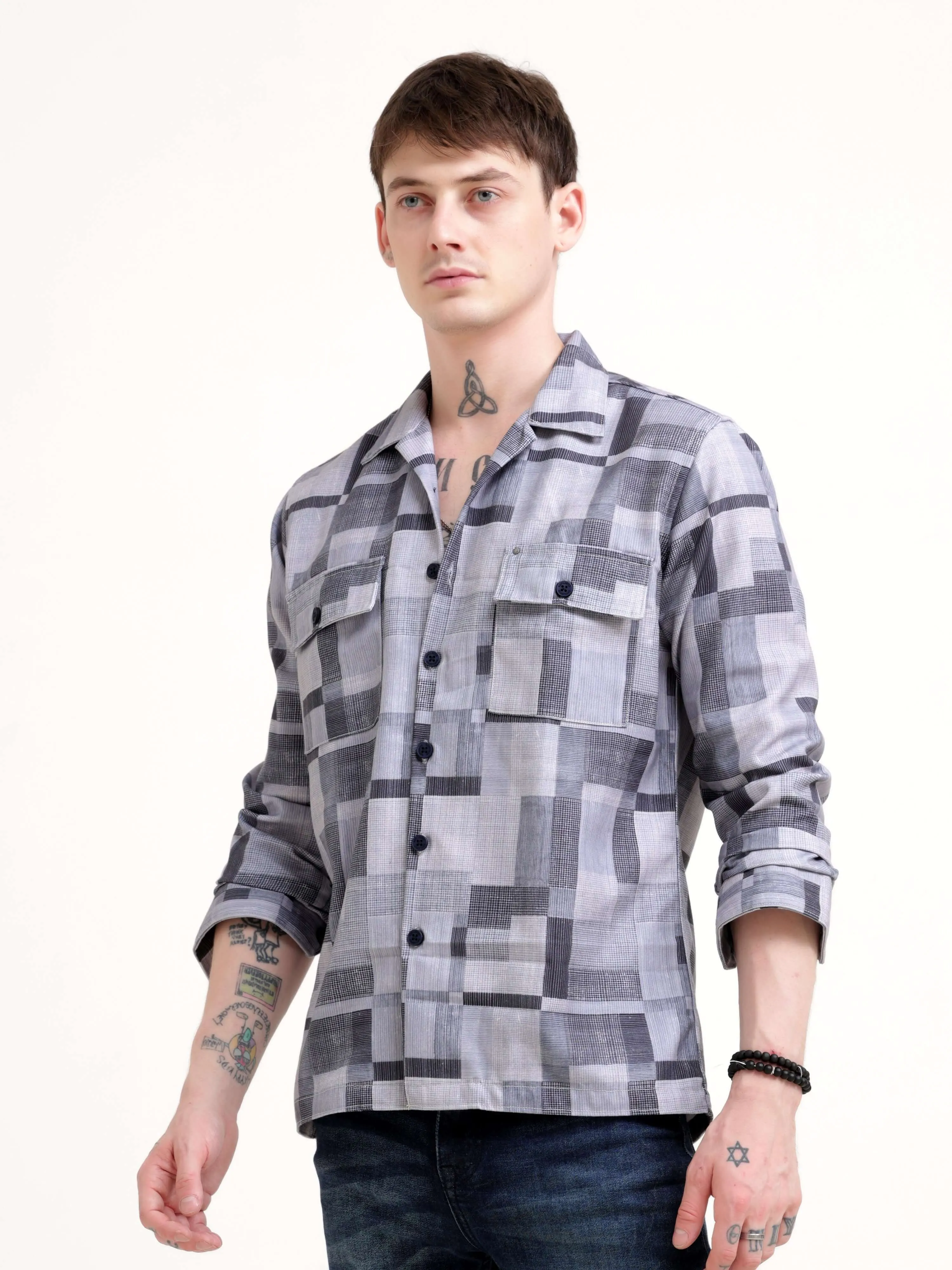 Geovibrance abstract gray Overshirt