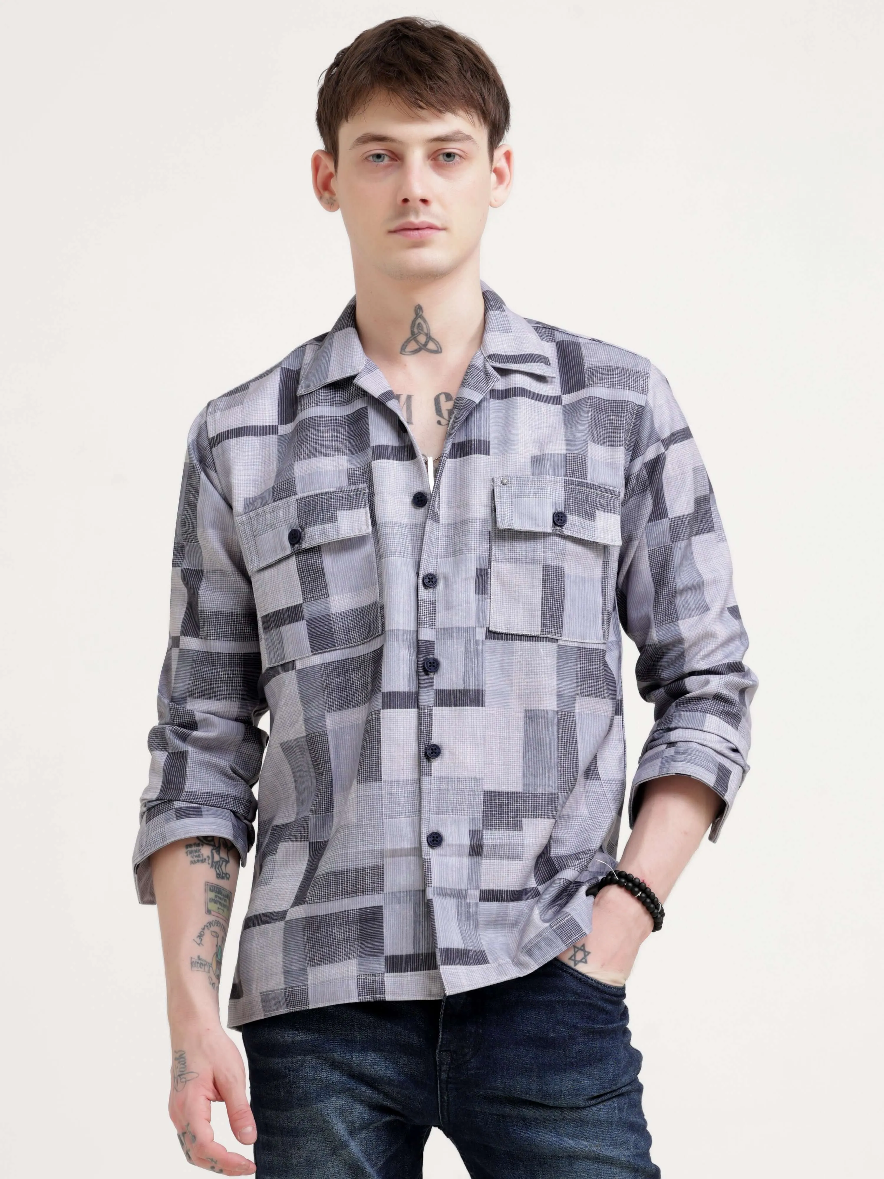 Geovibrance abstract gray Overshirt