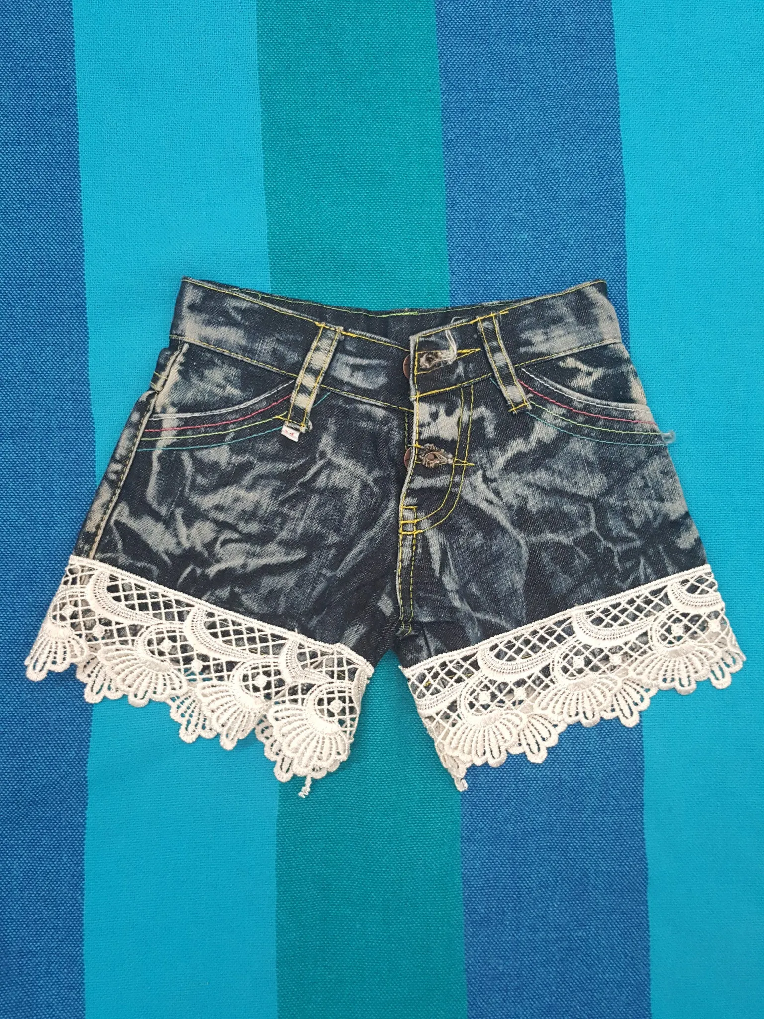 Girls Denim Lace Shorts