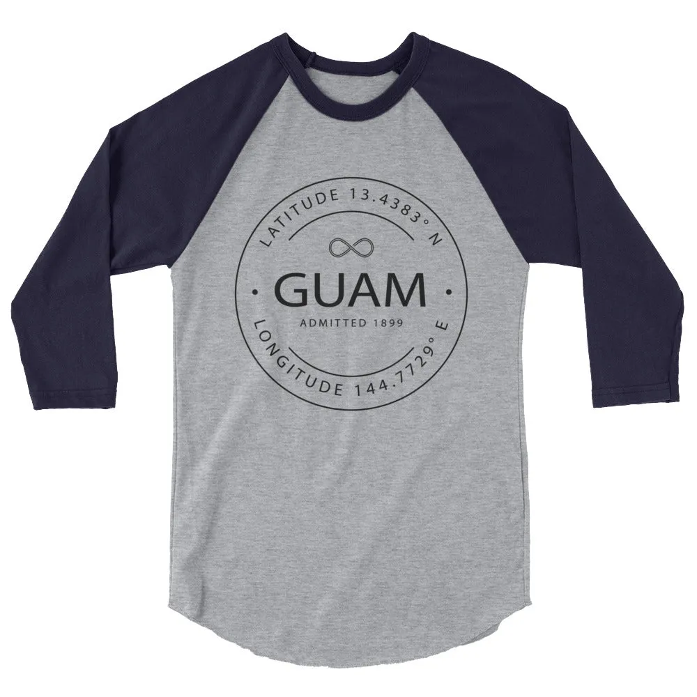 Guam - 3/4 Sleeve Raglan Shirt - Latitude & Longitude