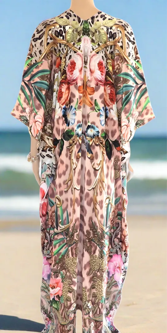 Hook Kaftan Coverup Floral Leopard