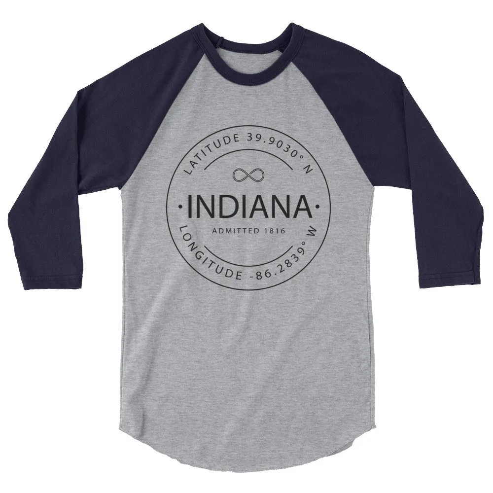 Indiana - 3/4 Sleeve Raglan Shirt - Latitude & Longitude