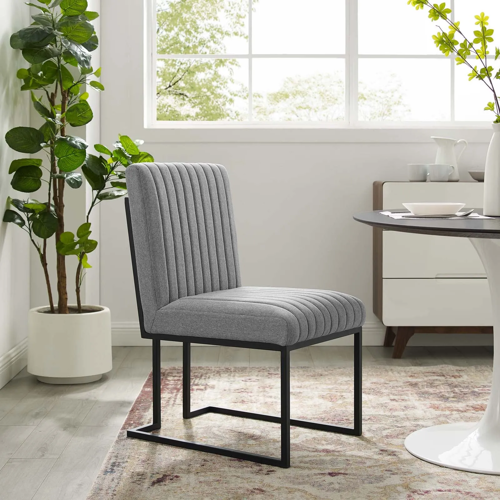 Indulge Channel Tufted Fabric Dining Chair