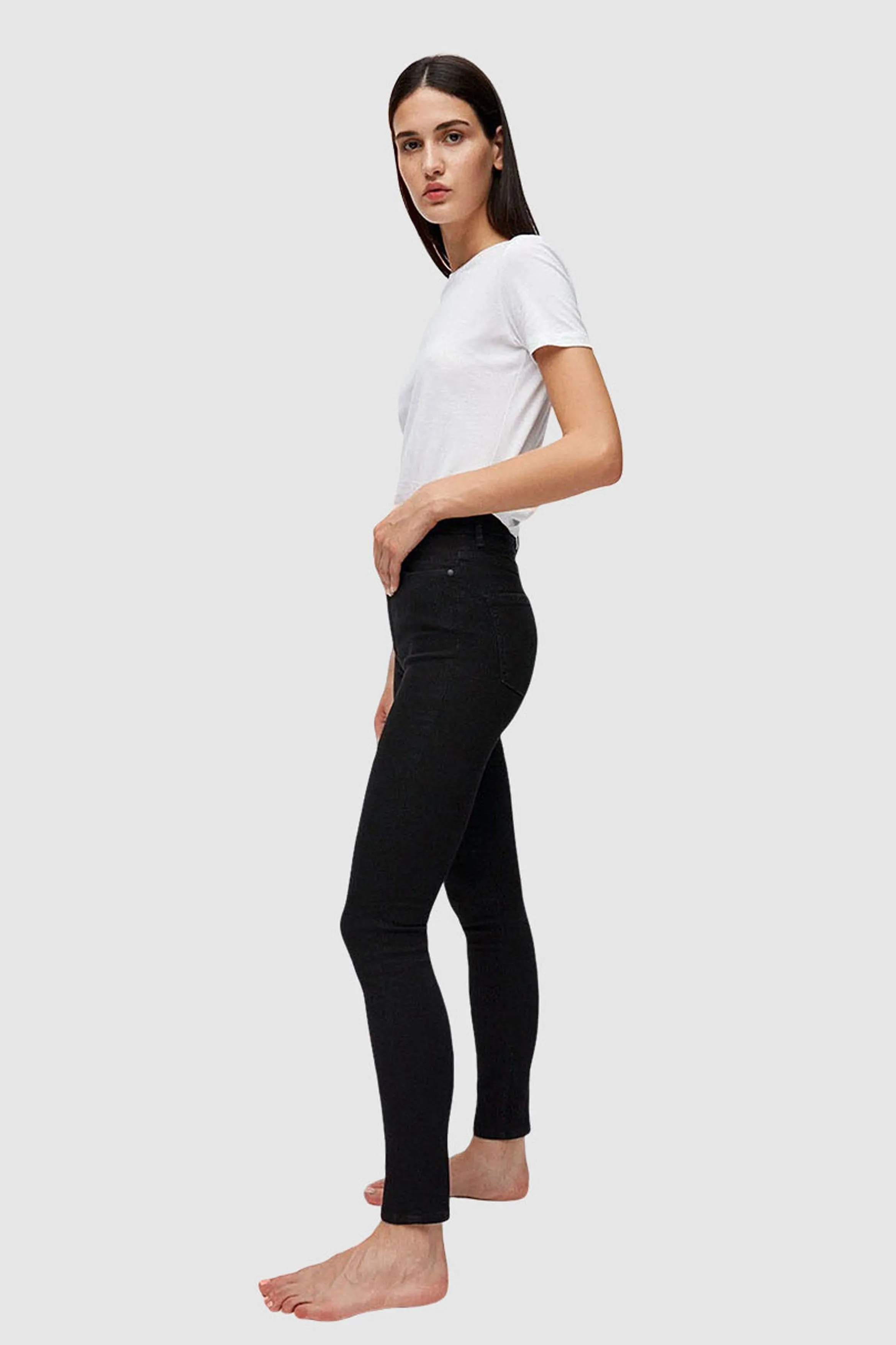 ingaa x stretch high waist skinny jeans black night