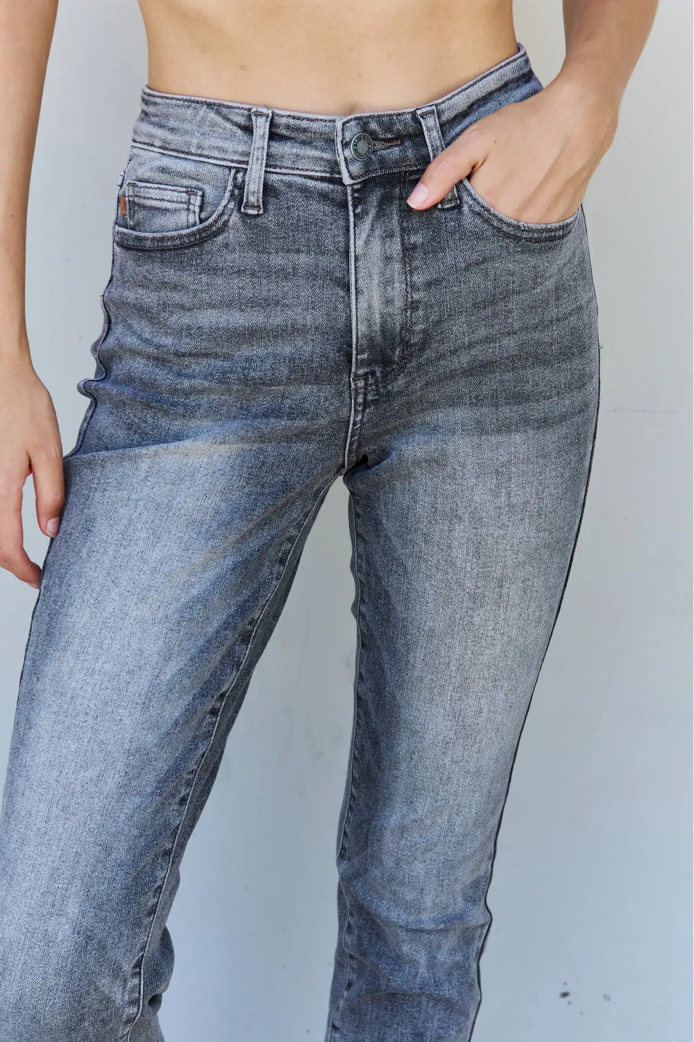 Judy Blue, High Waist Stone Wash Slim Fit Jeans