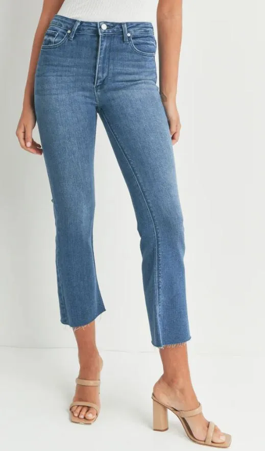 Just Black Denim HR Tonal Crop Flare - Medium Denim