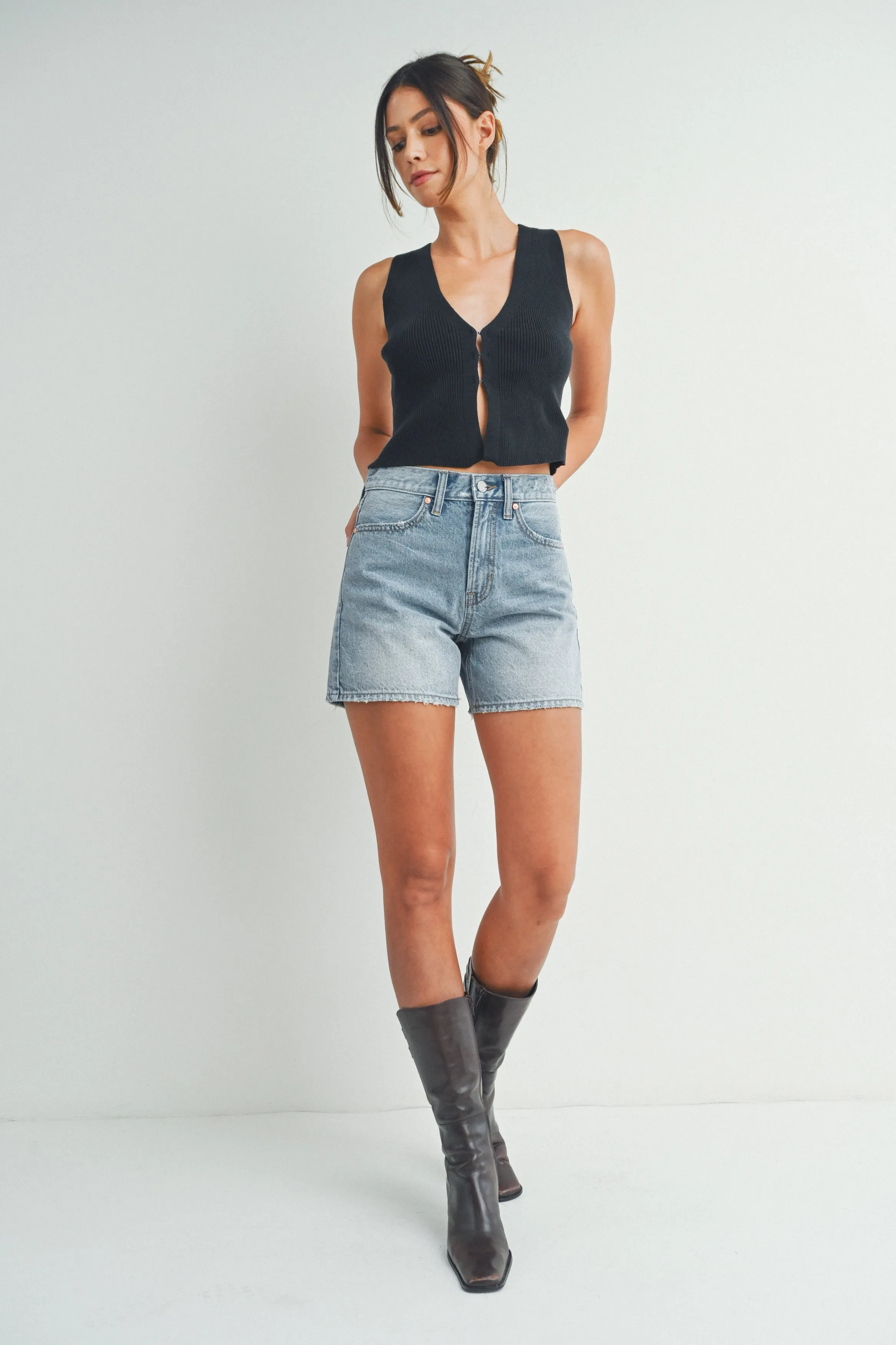 Just Black Denim - Long Short | Light Denim