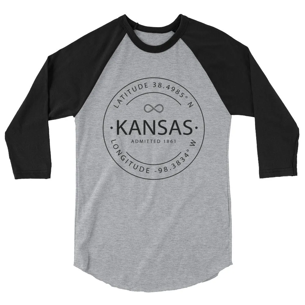 Kansas - 3/4 Sleeve Raglan Shirt - Latitude & Longitude