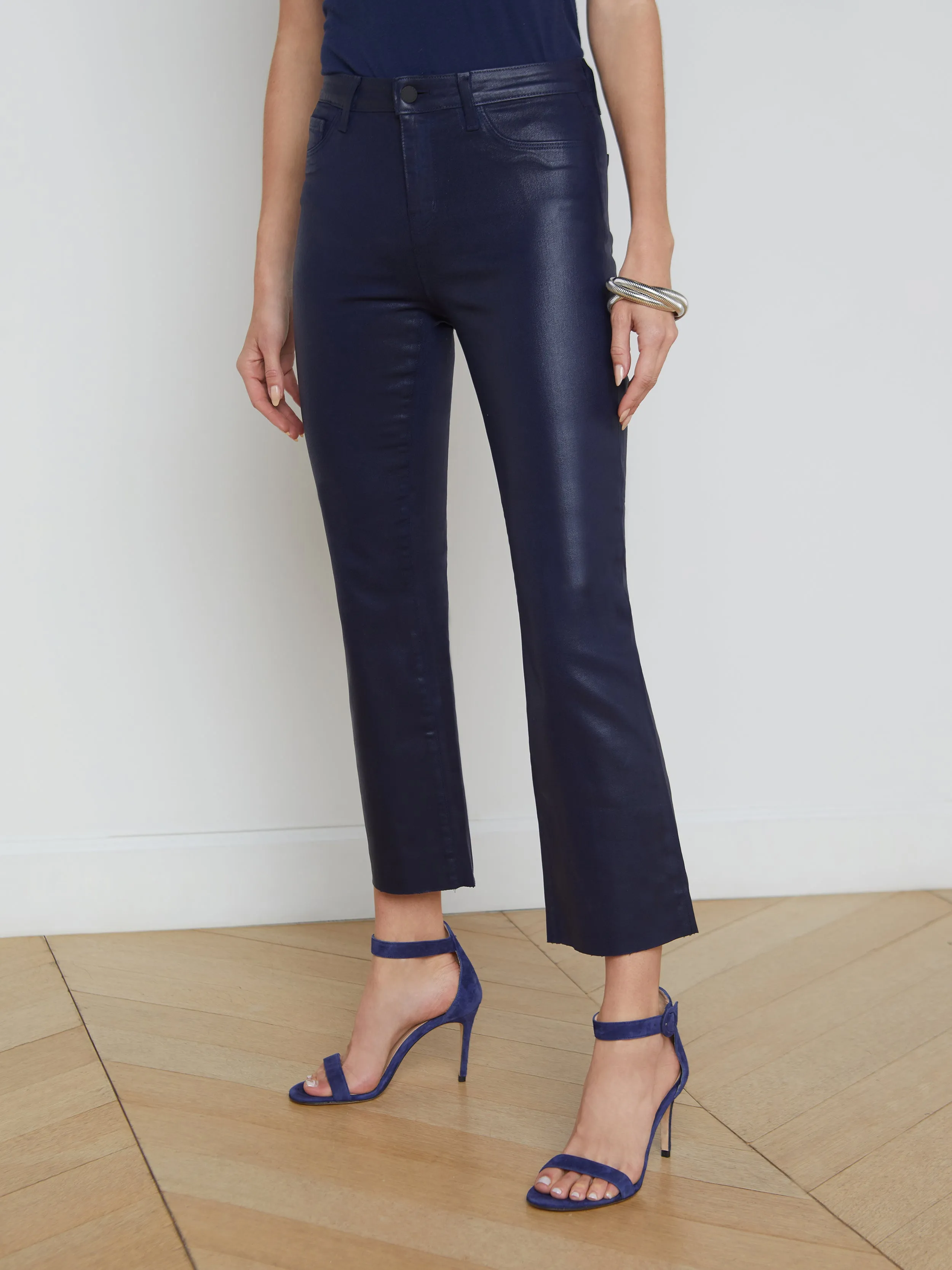 Kendra Coated Cropped Flare Jean