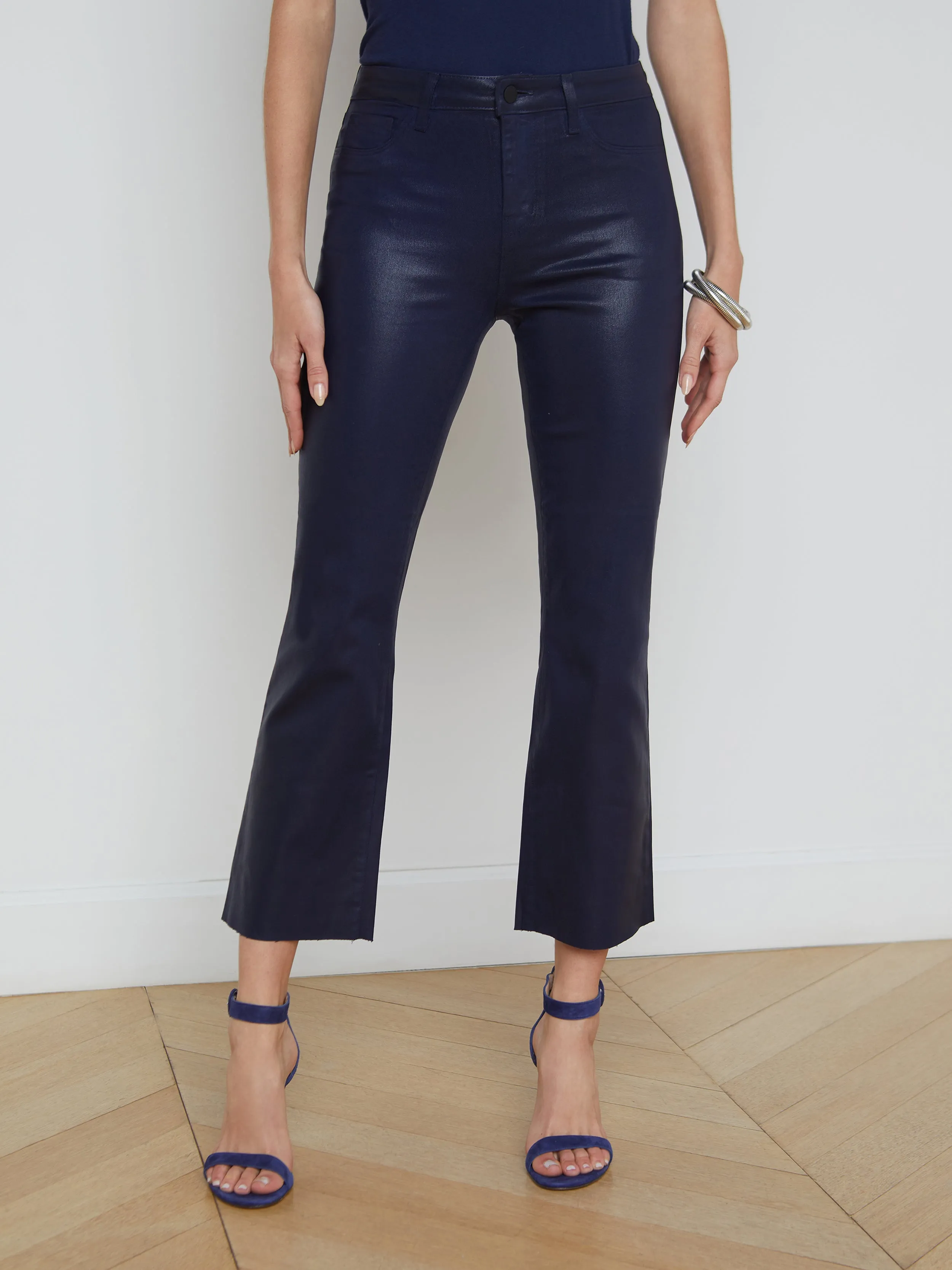 Kendra Coated Cropped Flare Jean