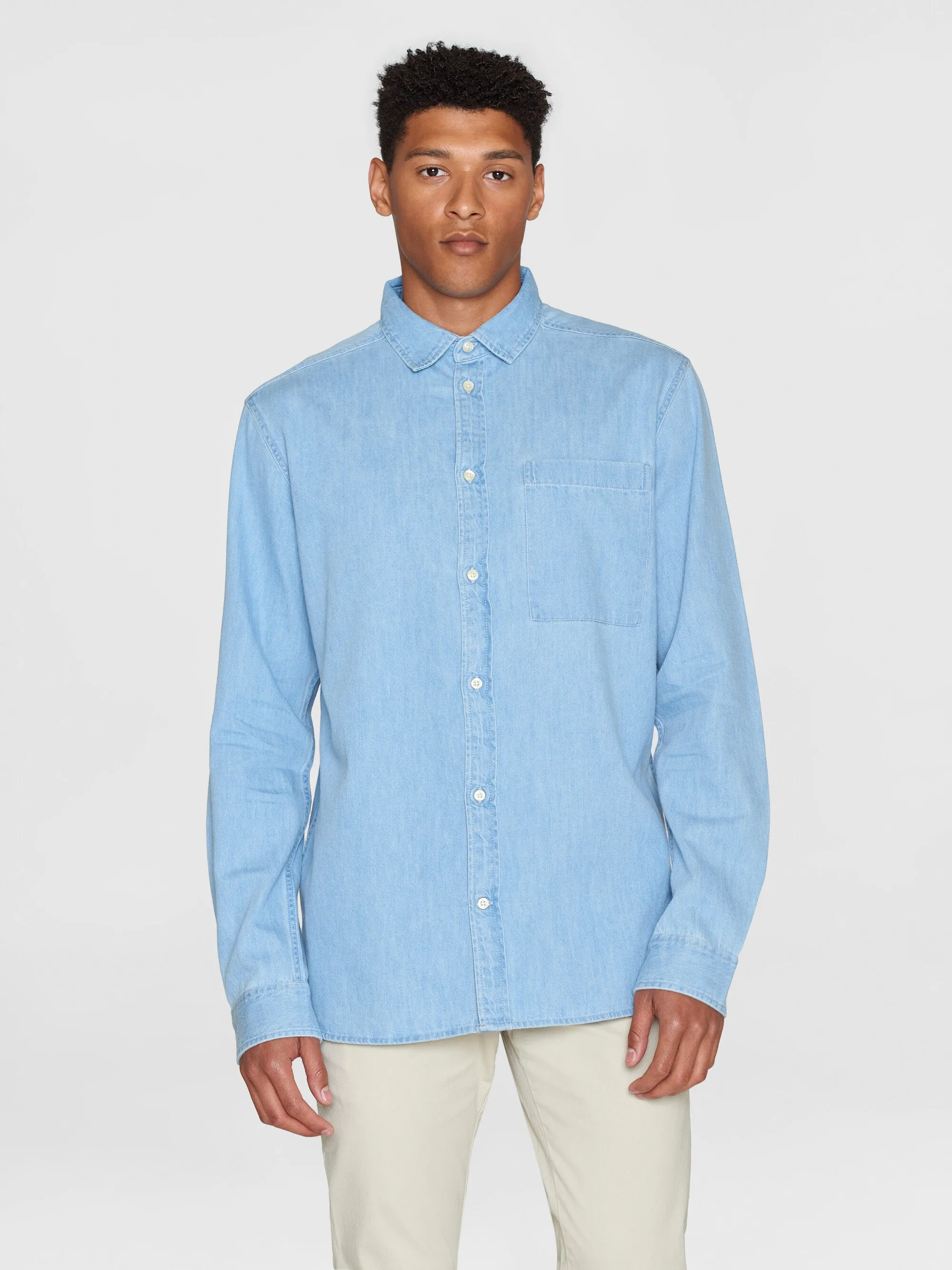 Loose shirt - GOTS/Vegan - Bleached Blue