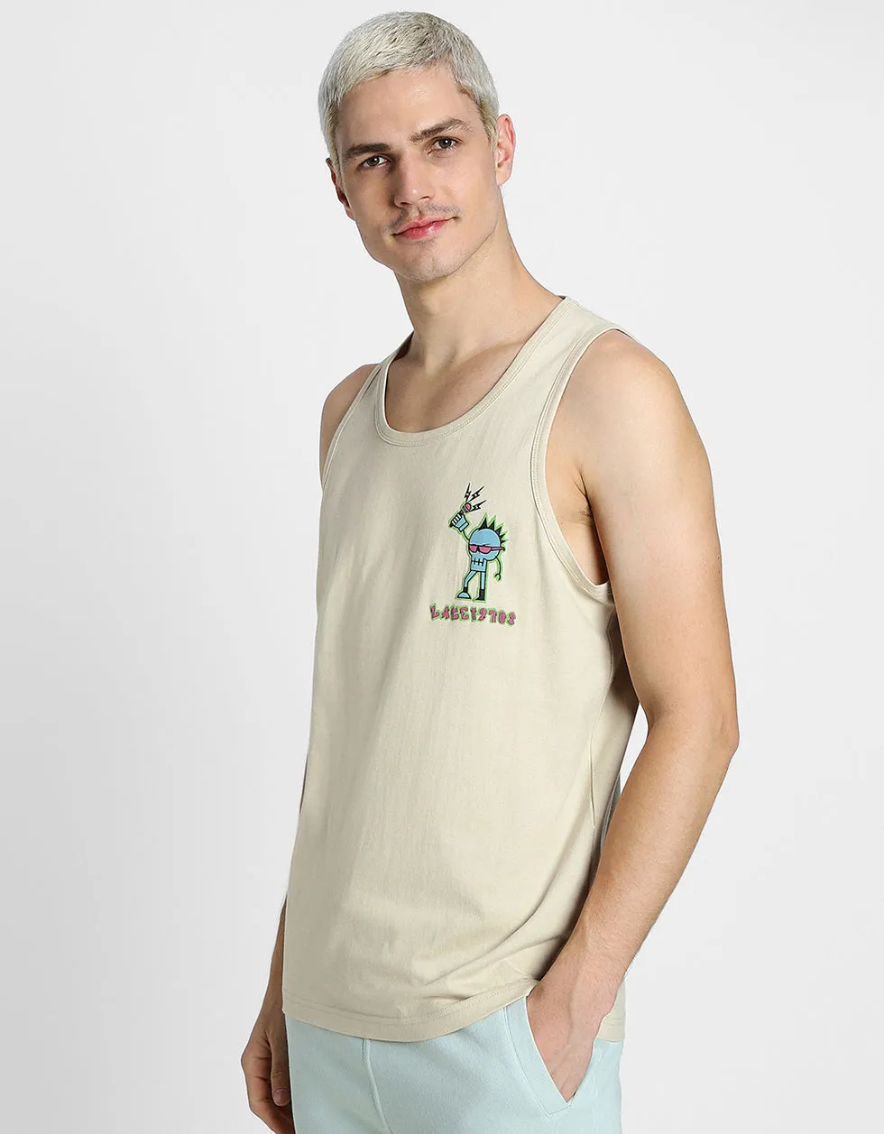 LT1970 Beige Printed Gym Vest