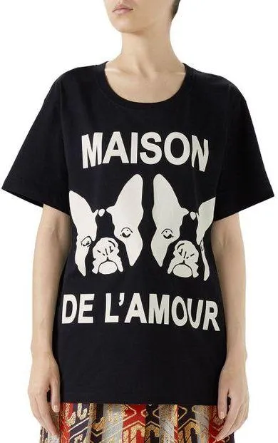 'Maison De Lamour' T-shirt with Bosco and Orso, Black