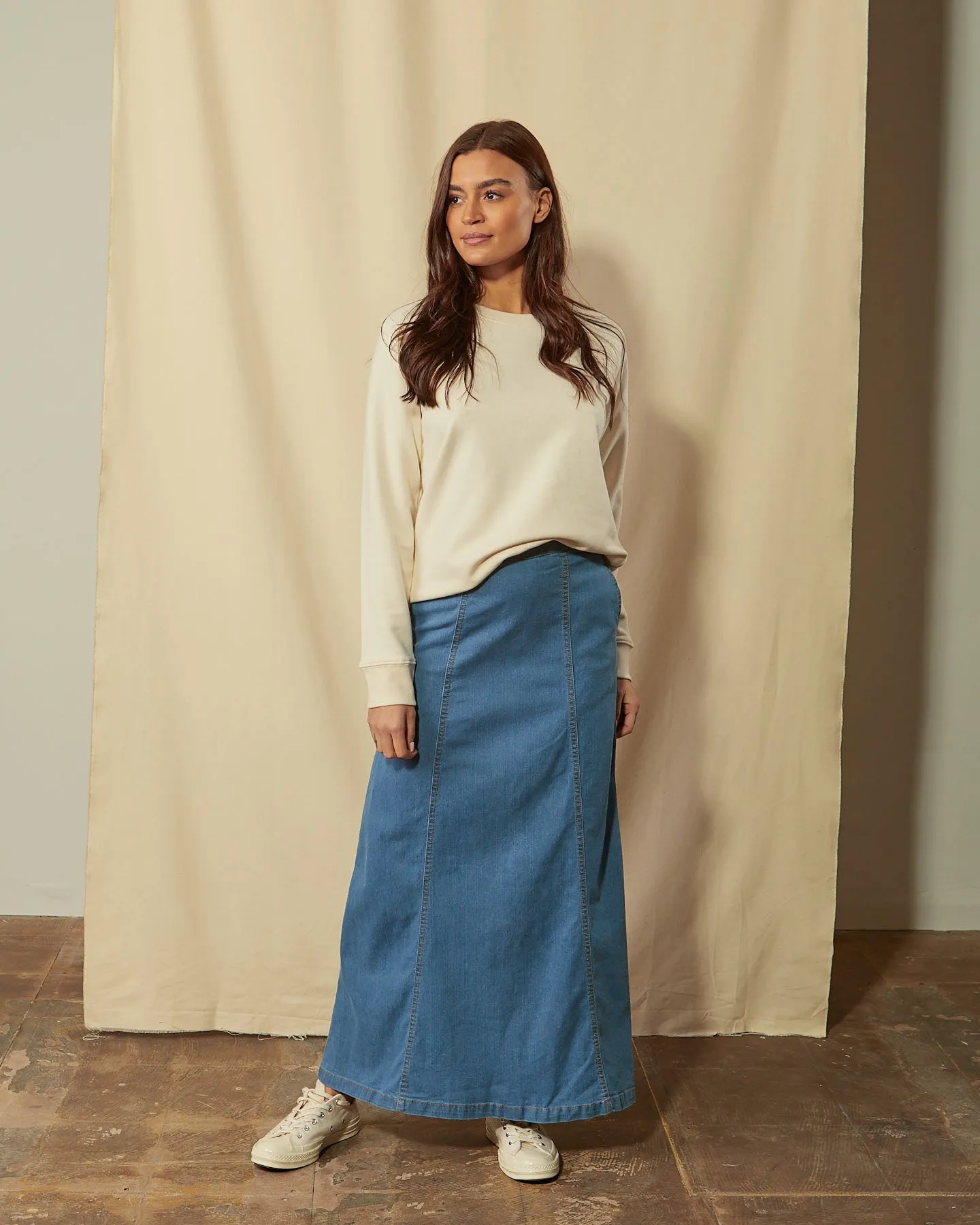 MATILDA Denim Maxi Skirt - Pale Wash