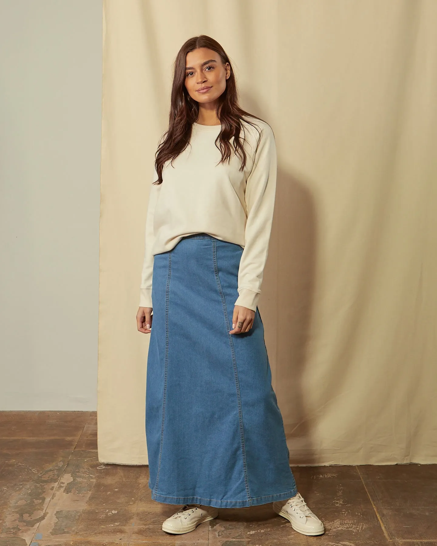 MATILDA Denim Maxi Skirt - Pale Wash