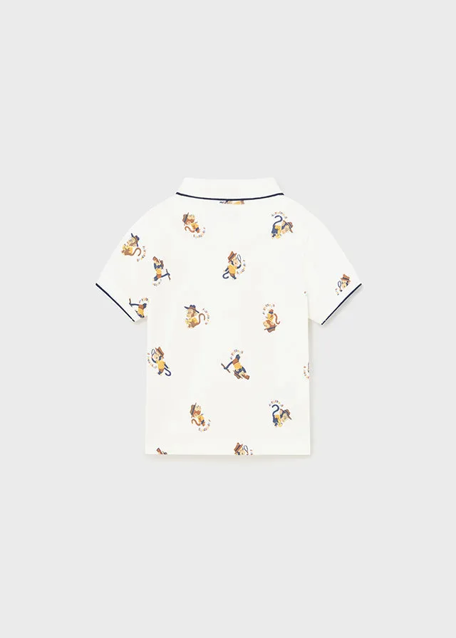 Mayoral Baby Boys White Printed Polo T-Shirt