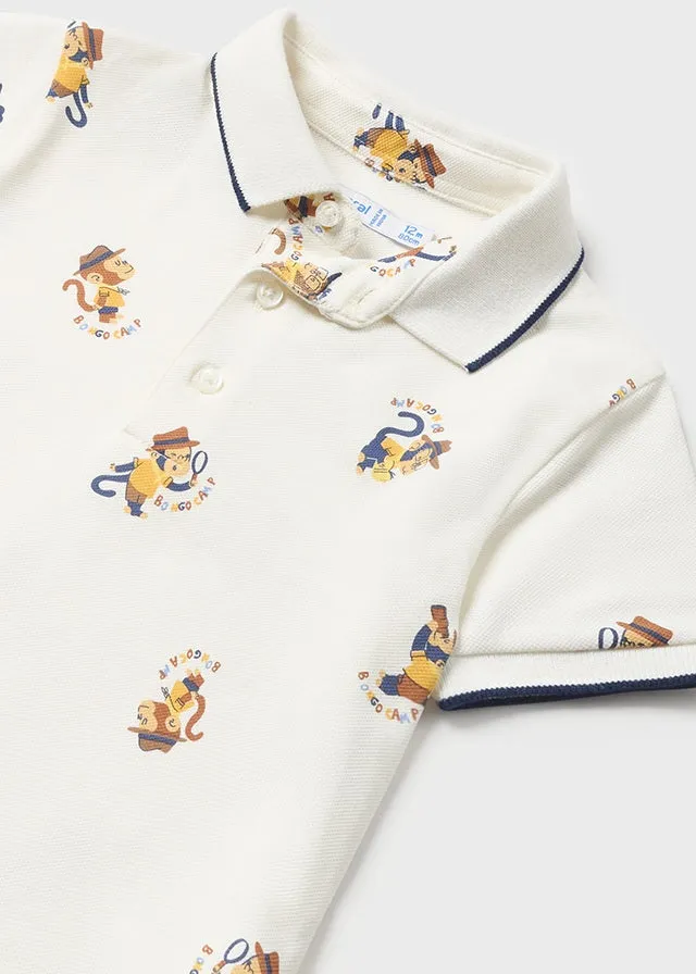 Mayoral Baby Boys White Printed Polo T-Shirt