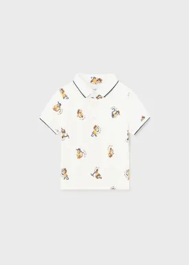 Mayoral Baby Boys White Printed Polo T-Shirt