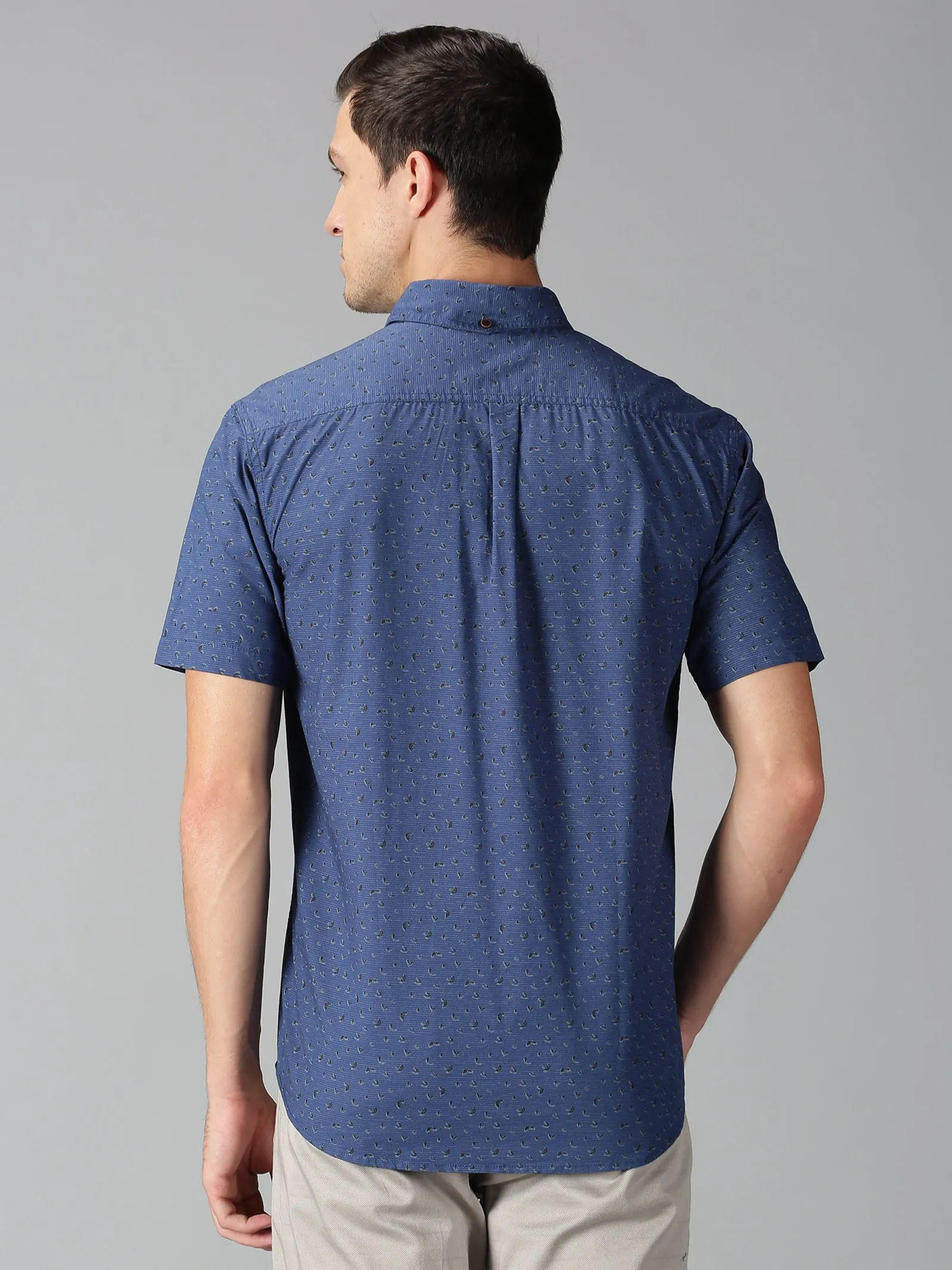 MEN'S BLUE PRINT SLIM FIT SHIRT