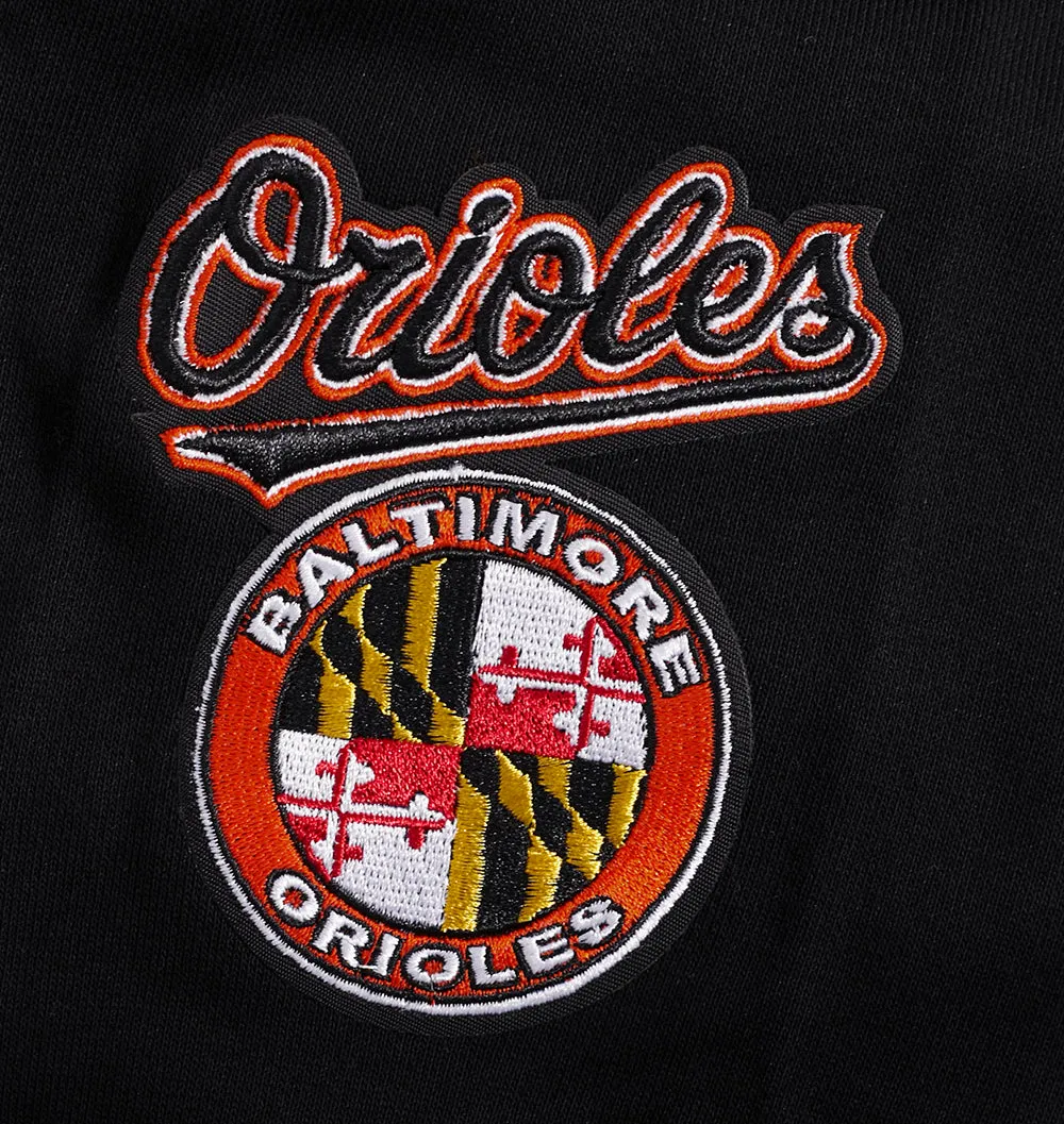 MLB BALTIMORE ORIOLES CLASSIC WOMEN'S FLC CROPPED PO HOODIE (BLACK)