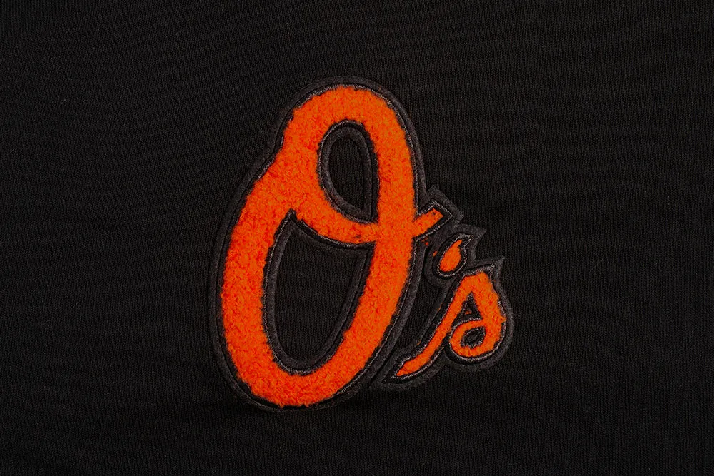 MLB BALTIMORE ORIOLES CLASSIC WOMEN'S FLC CROPPED PO HOODIE (BLACK)