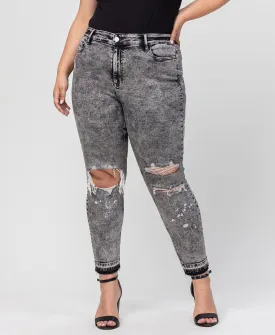 Morning Light - Plus Mid Rise Distressed Ankle Skinny Jeans