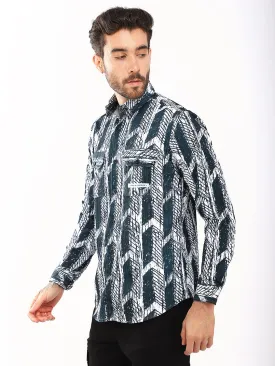 Multi Mosaic Motif Teal Shirt